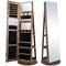 360 Degree Full Length Mirror Jewelry Armoire Cabinet with 3-Color LED Lights and Lockable Door
